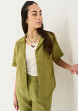 Camy linen and cotton shirt with lace VERDE Woman image number 1