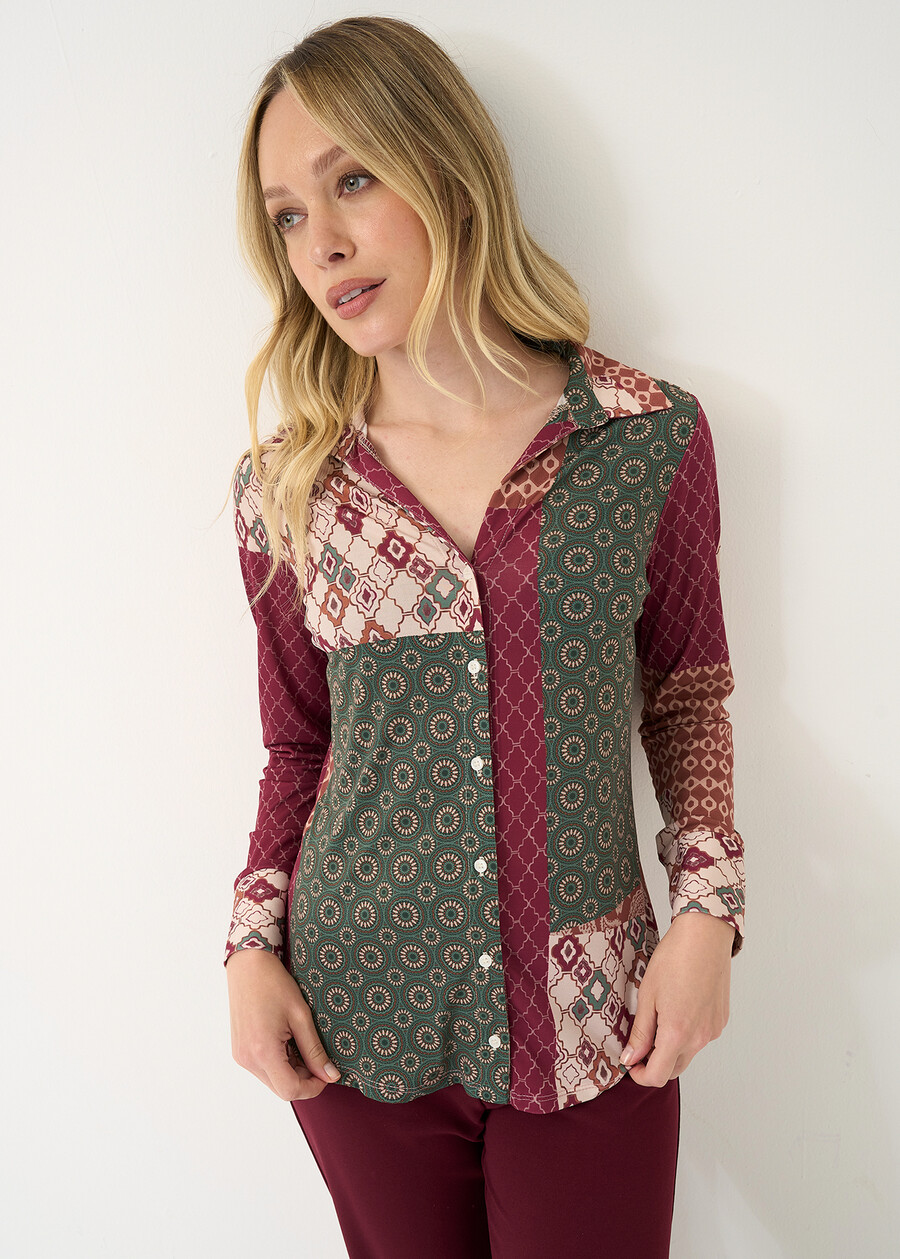 Carly jersey shirt with print VERDE Woman , image number 1