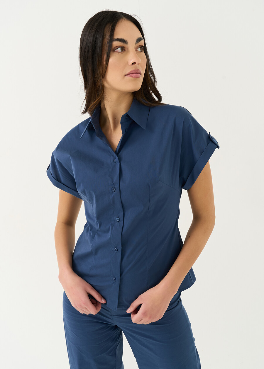 Cary stretch cotton shirt BIANCO WHITEBLU AVION Woman , image number 1