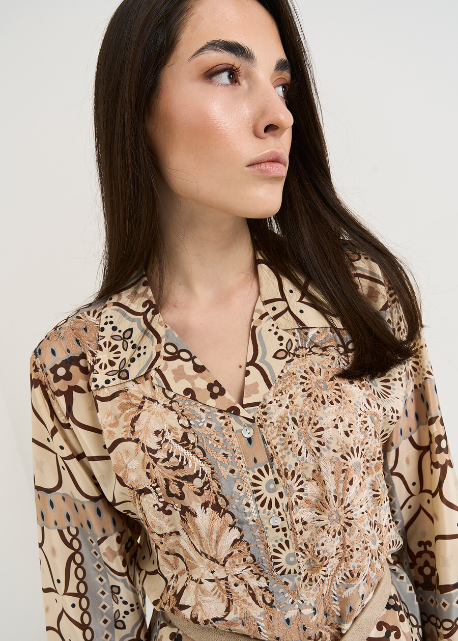 Bly printed embroidered blouse BLU AVIONBEIGE Woman , image number 2
