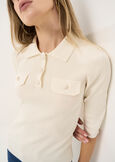 Maddy 3/4 sleeve knit polo BEIGE LATTE Woman image number 2