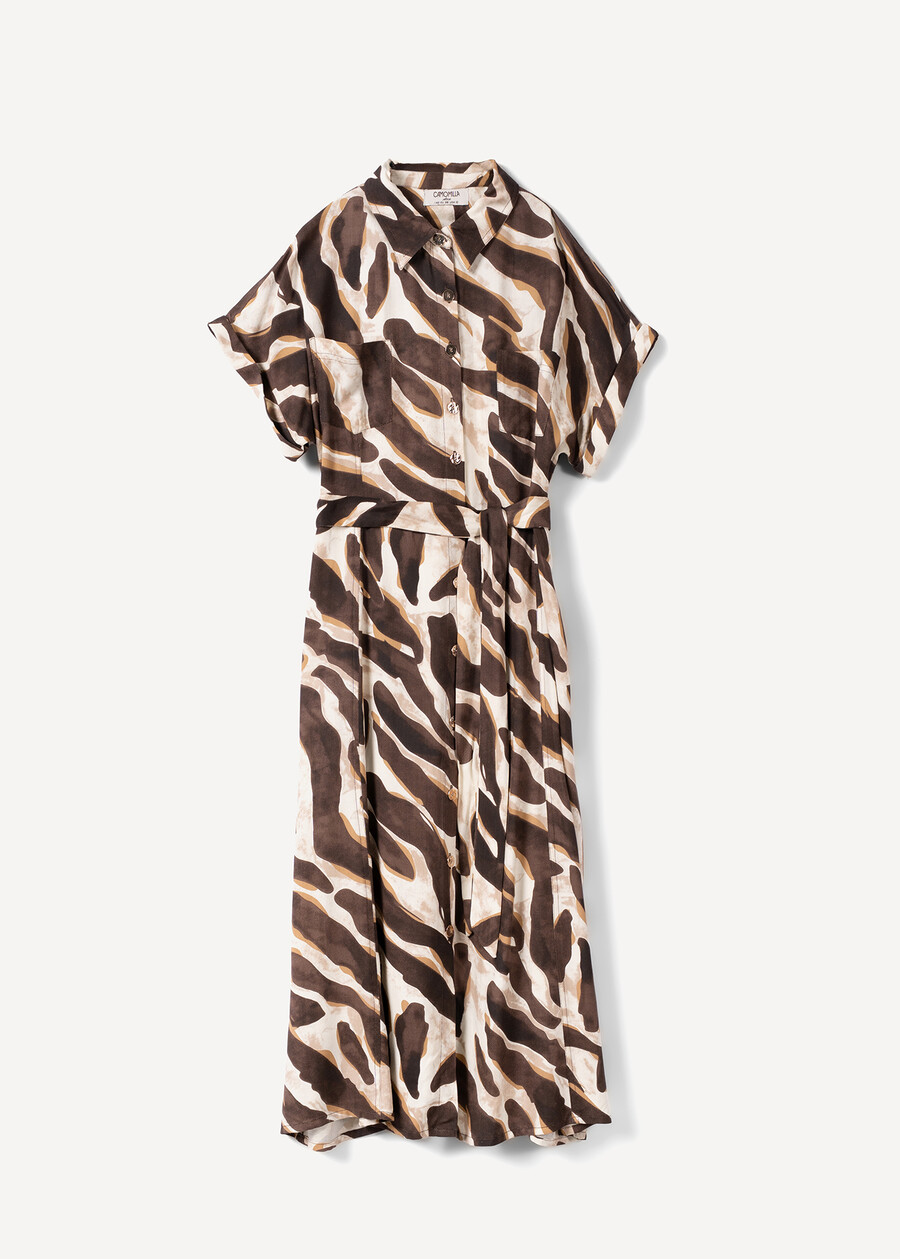 Ares printed rayon midi dress MARRONE Woman , image number 5