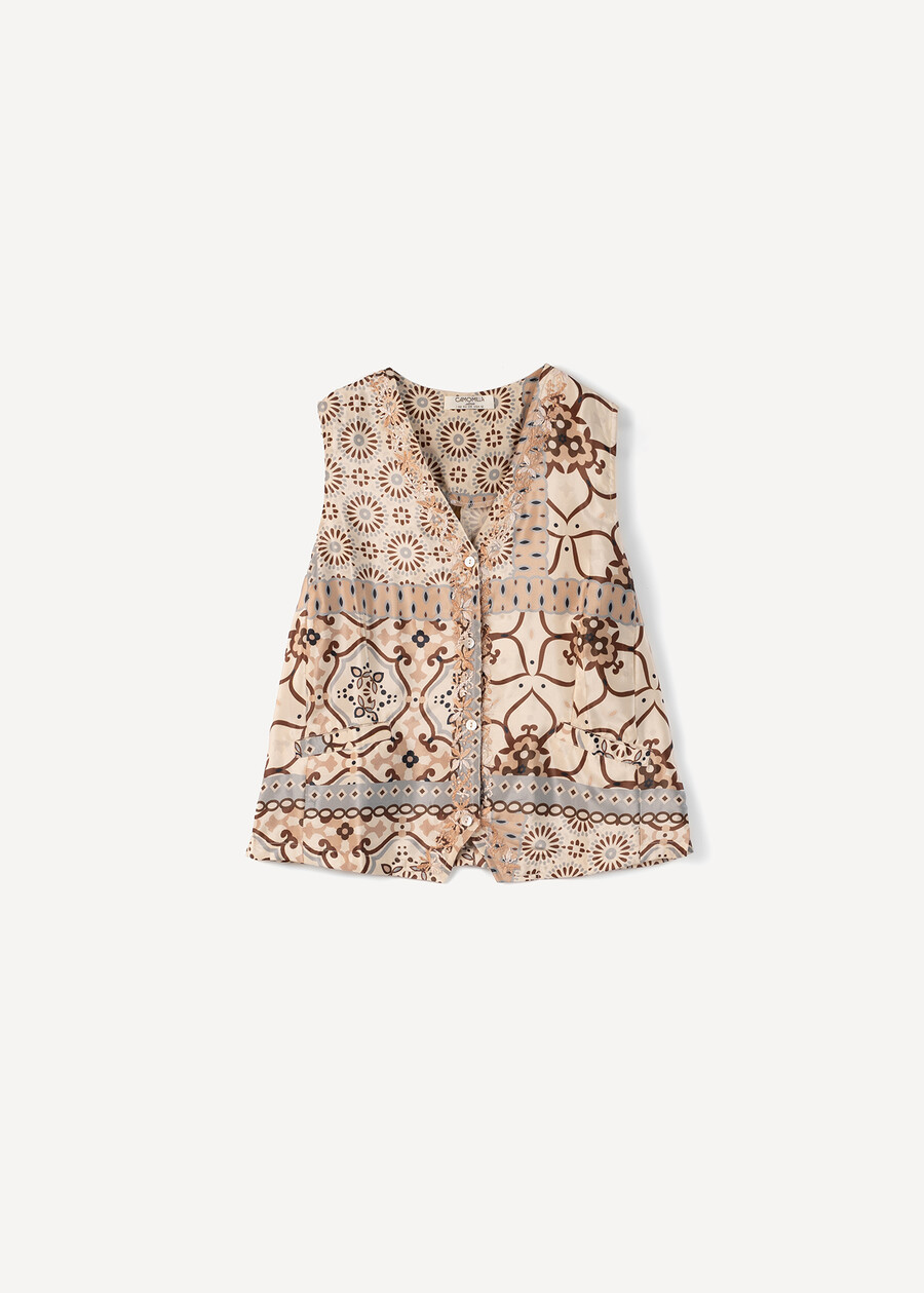 Giuly V-neck embroidered vest BLU AVIONBEIGE Woman , image number 5