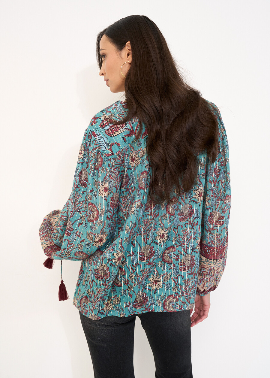 Bruny lurex print blouse ROSSO BORDEAUXAZZURRO BREZZA Woman , image number 4