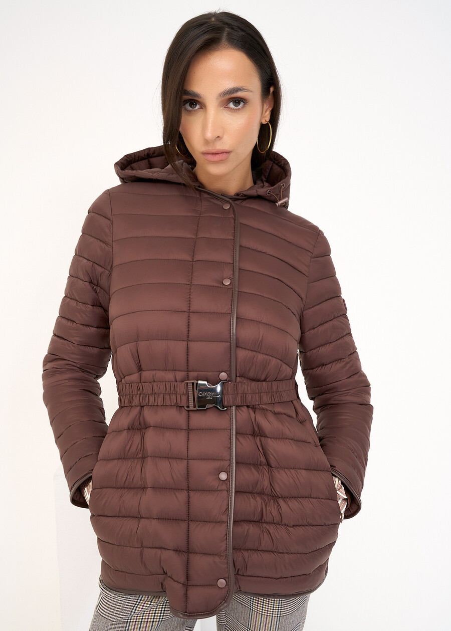 Park lightweight down jacket with belt MARRONEGRIGIO Woman , image number 1
