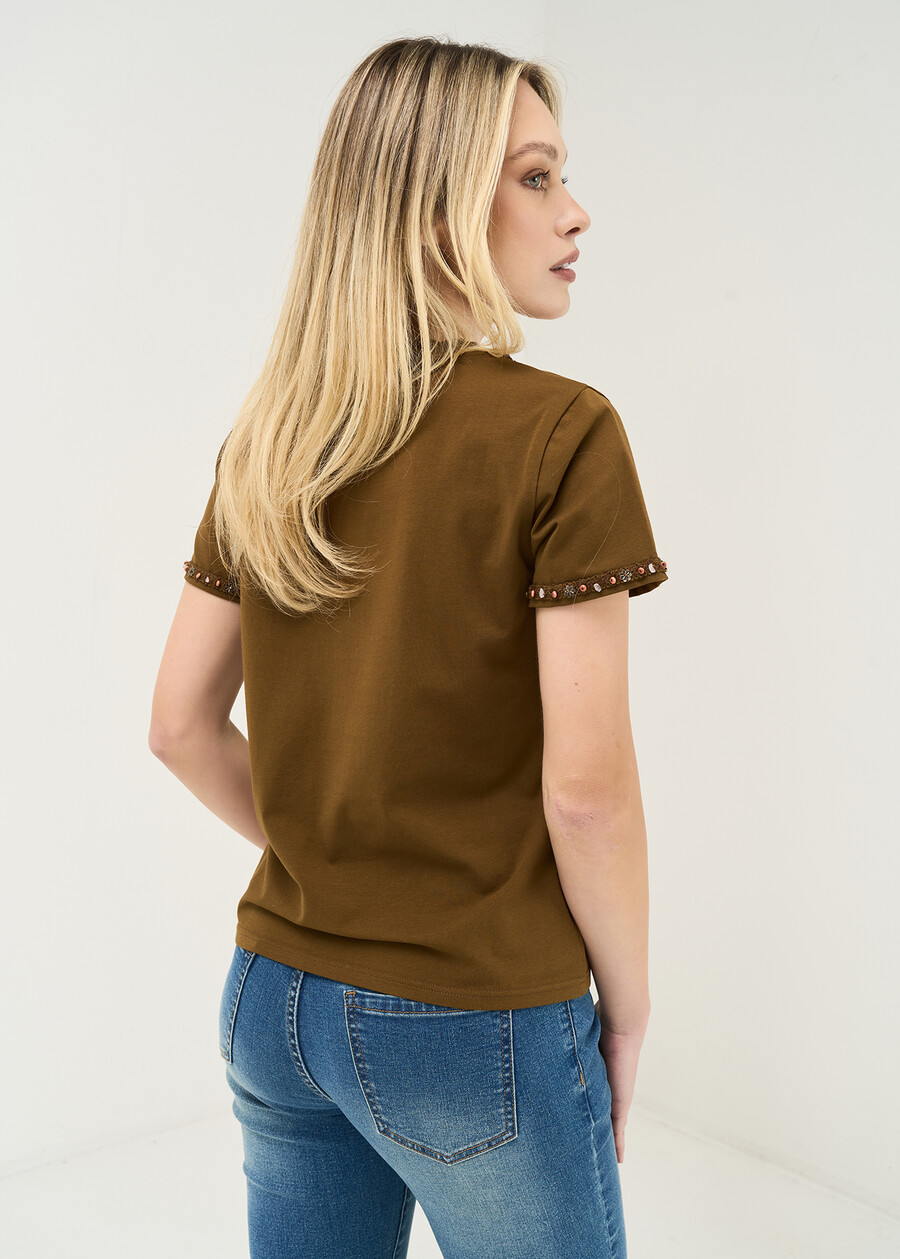 Serena T-shirt with bead detailing MARRONE Woman , image number 3