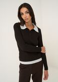 Monika ribbed polo-collar jumper MARRONE MOKA Woman image number 1