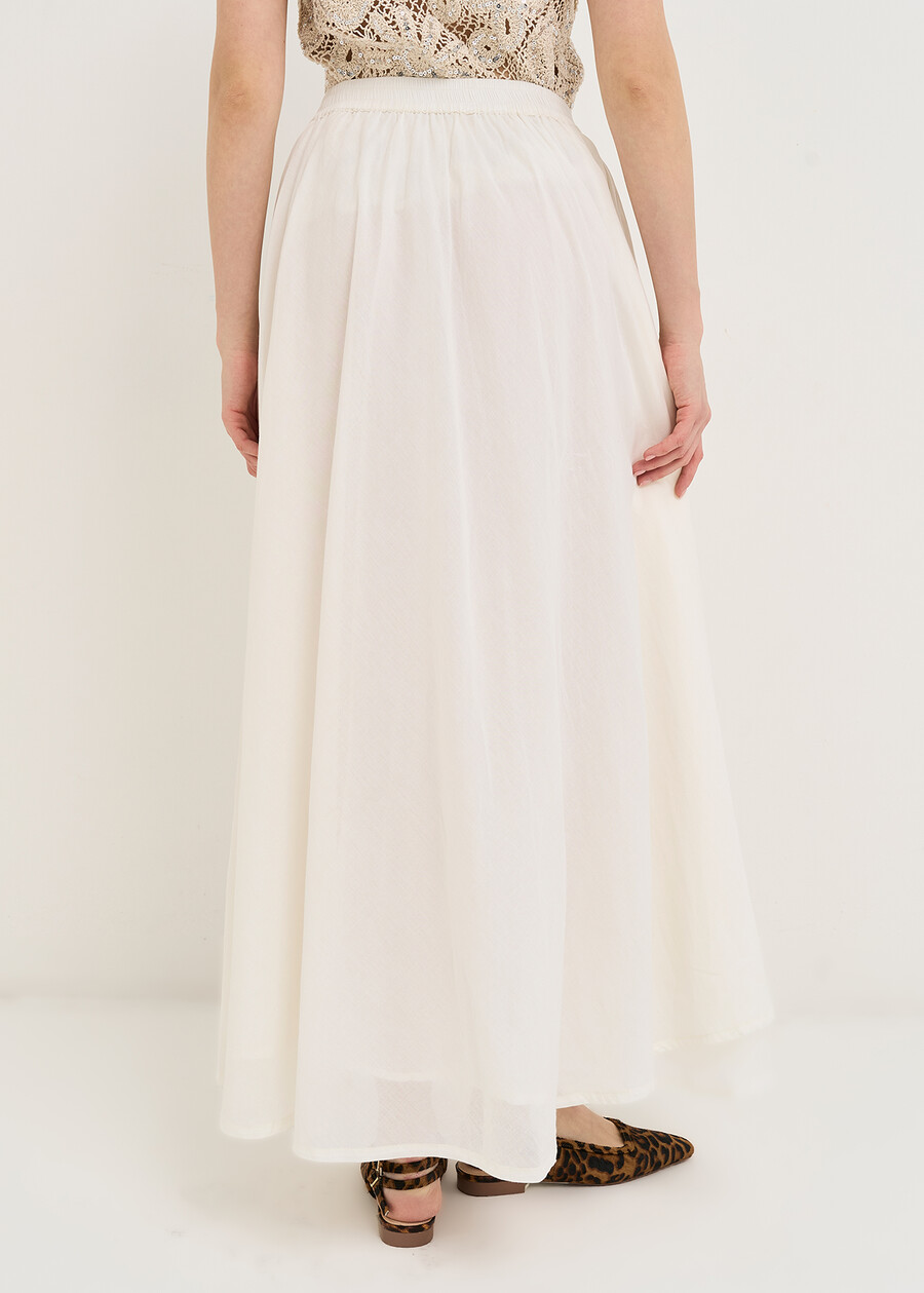 Gledis long cotton skirt BIANCO WHITE Woman , image number 3