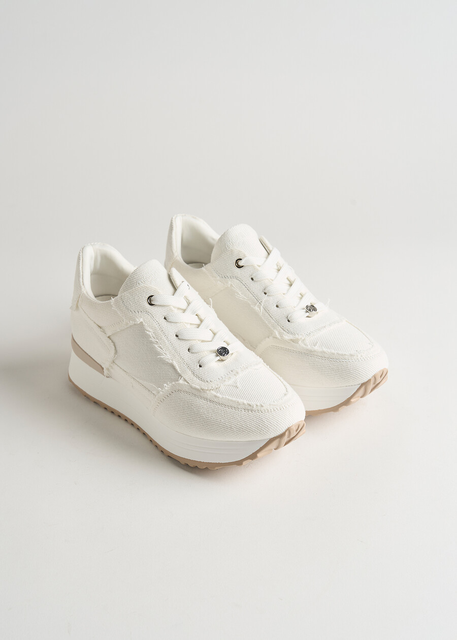 Sherly denim platform sneakers BIANCO WHITE Woman , image number 1