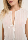 Tony cotton voile top with flounce BIANCO WHITENERO BLACK Woman image number 2