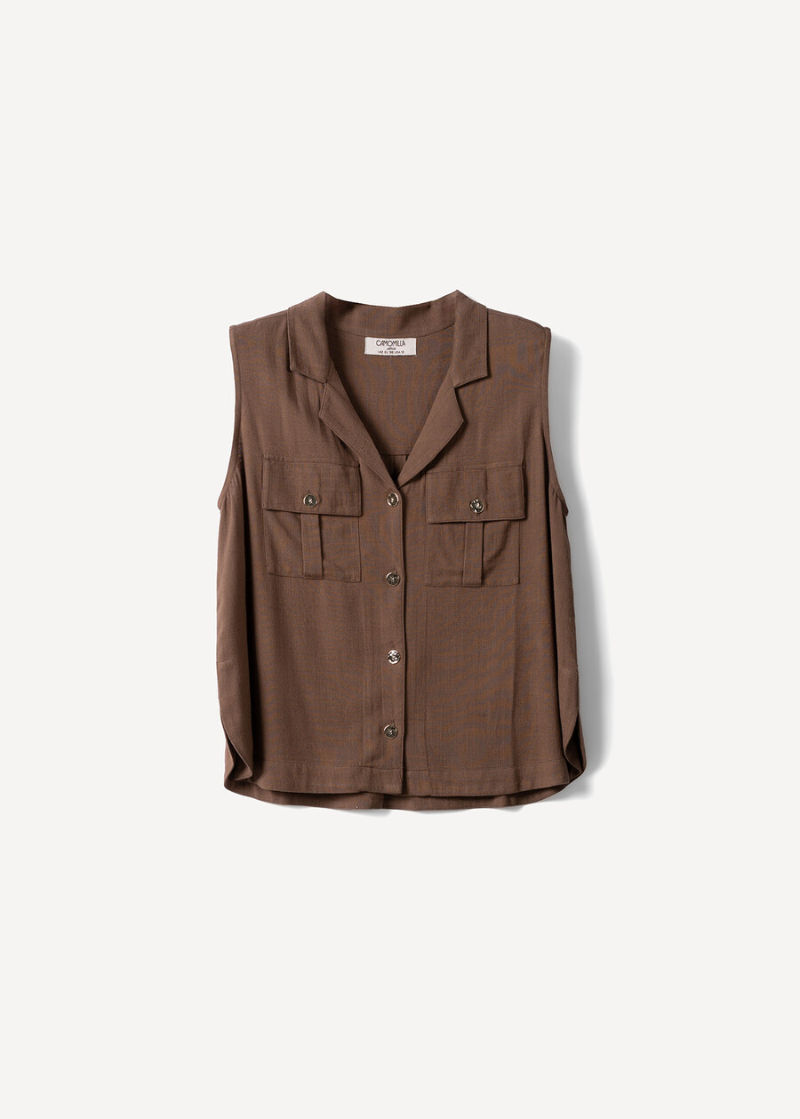 Tonny sleeveless shirt-style top MARRONE Woman , image number 5