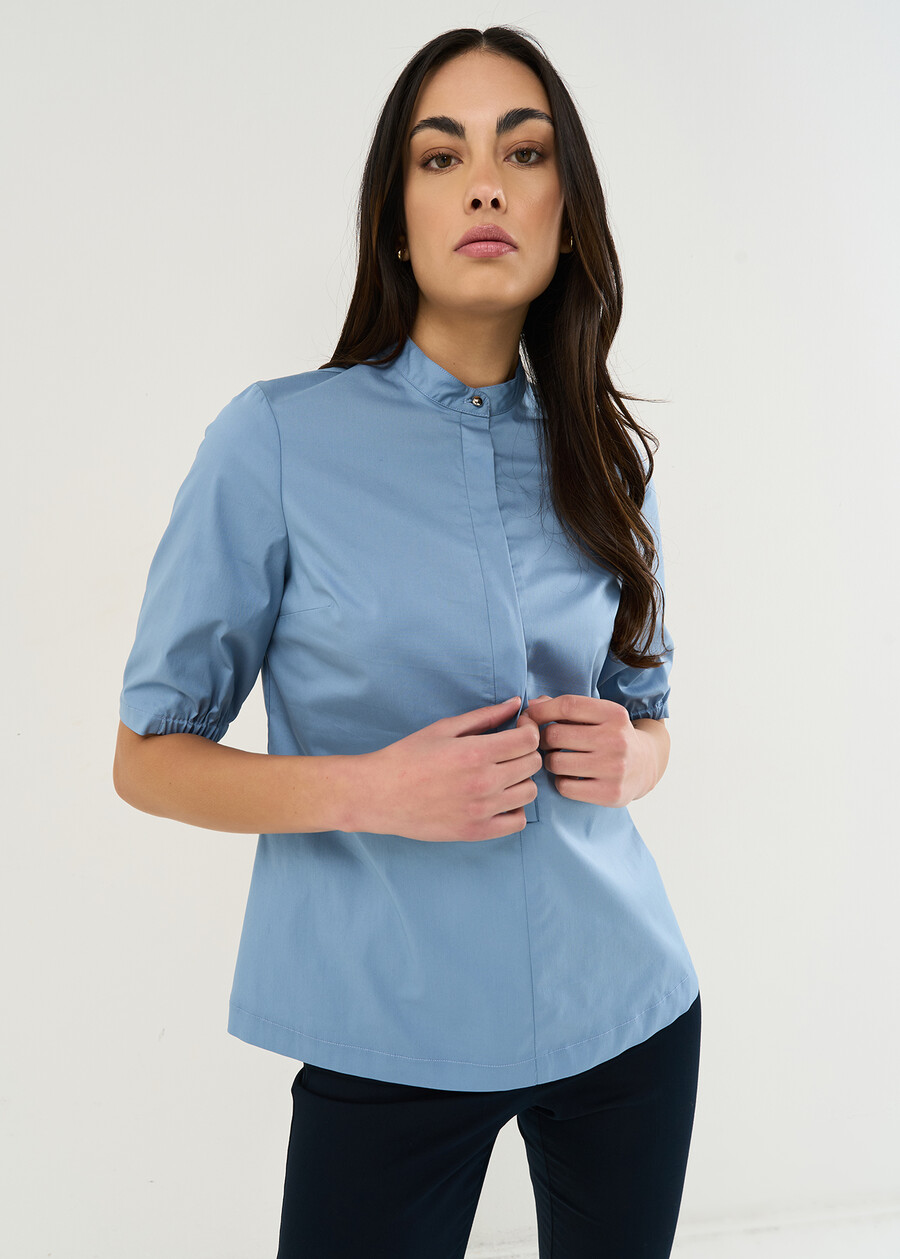 Coeur cotton blend blouse BIANCO WHITEAZZURO AZZURRO Woman , image number 1