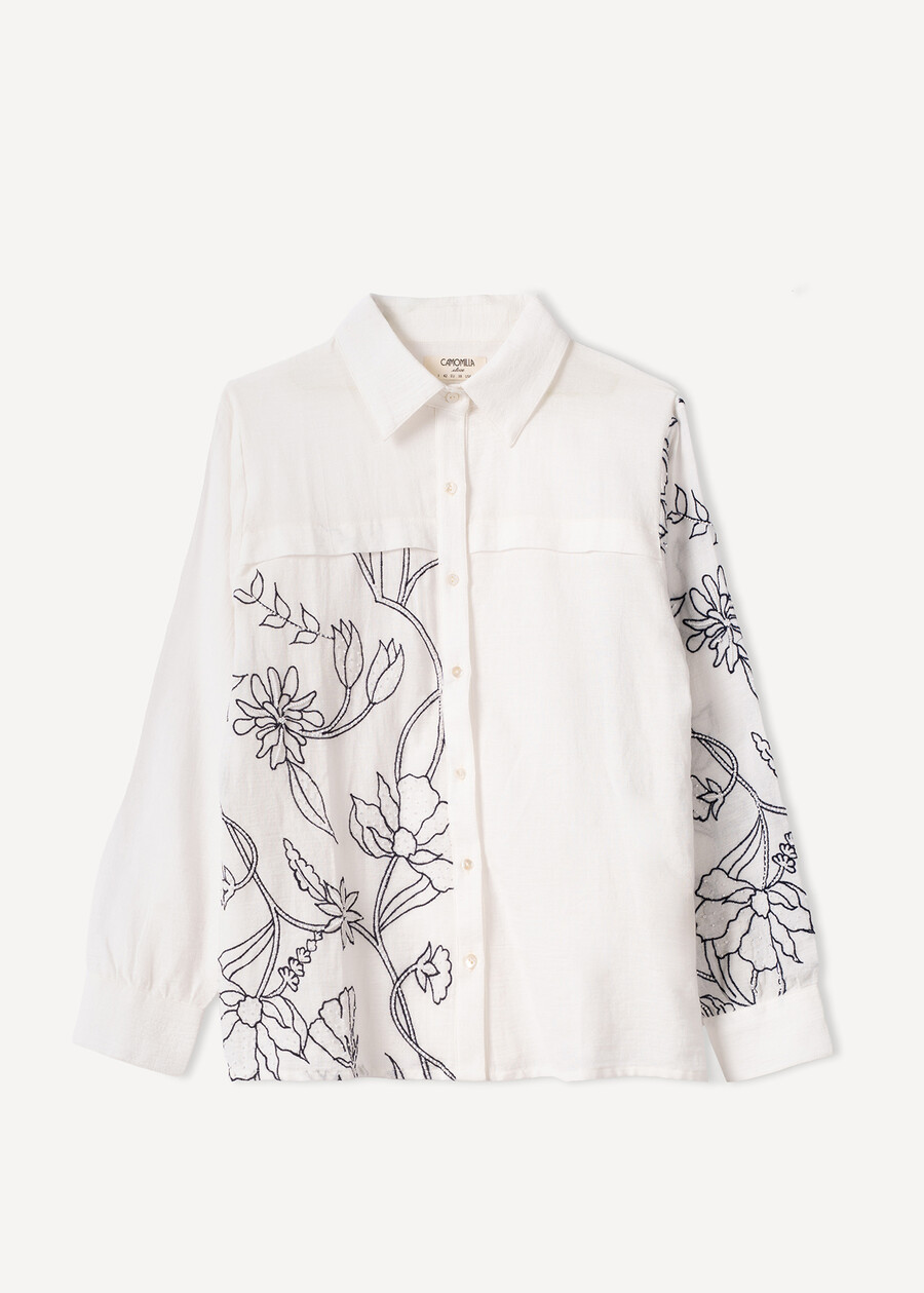 Calyda embroidered cotton shirt BIANCO WHITE Woman , image number 4