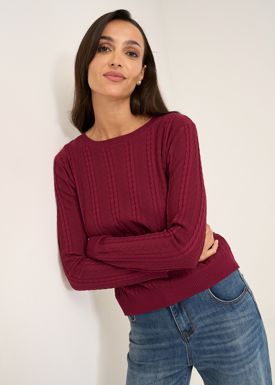 Mabel round-neck sweater ROSSO BORDEAUXCELESTE POLVERE Woman , image number 2