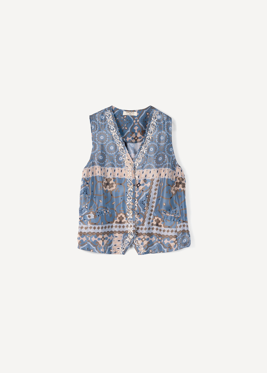 Giuly V-neck embroidered vest BLU AVIONBEIGE Woman , image number 5