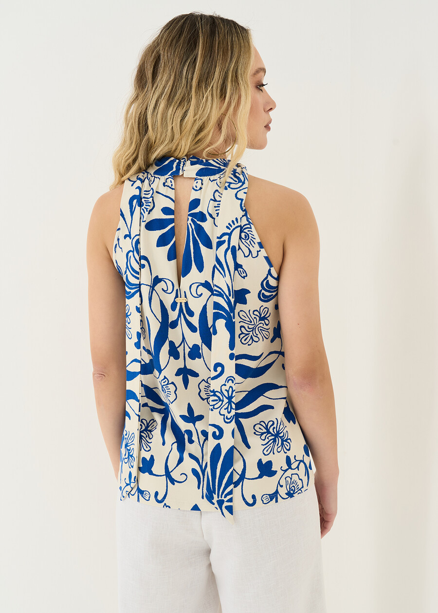 Tesla printed halter neck top BIANCO WHITE Woman , image number 3