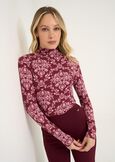 Stef printed high-neck t-shirt ROSSO BORDEAUX Woman image number 1
