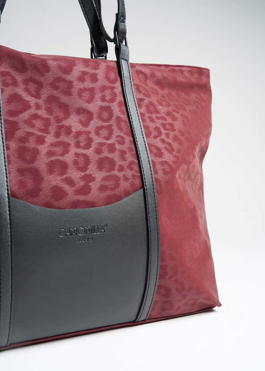 Biky animal print shopping bag ROSSO BORDEAUXNERO Woman , image number 4