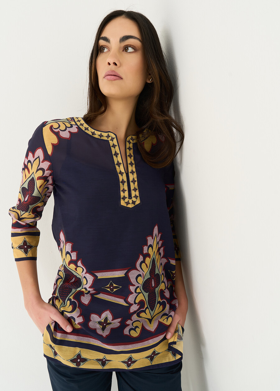 Baddy printed crepe blouse BLU Woman , image number 1