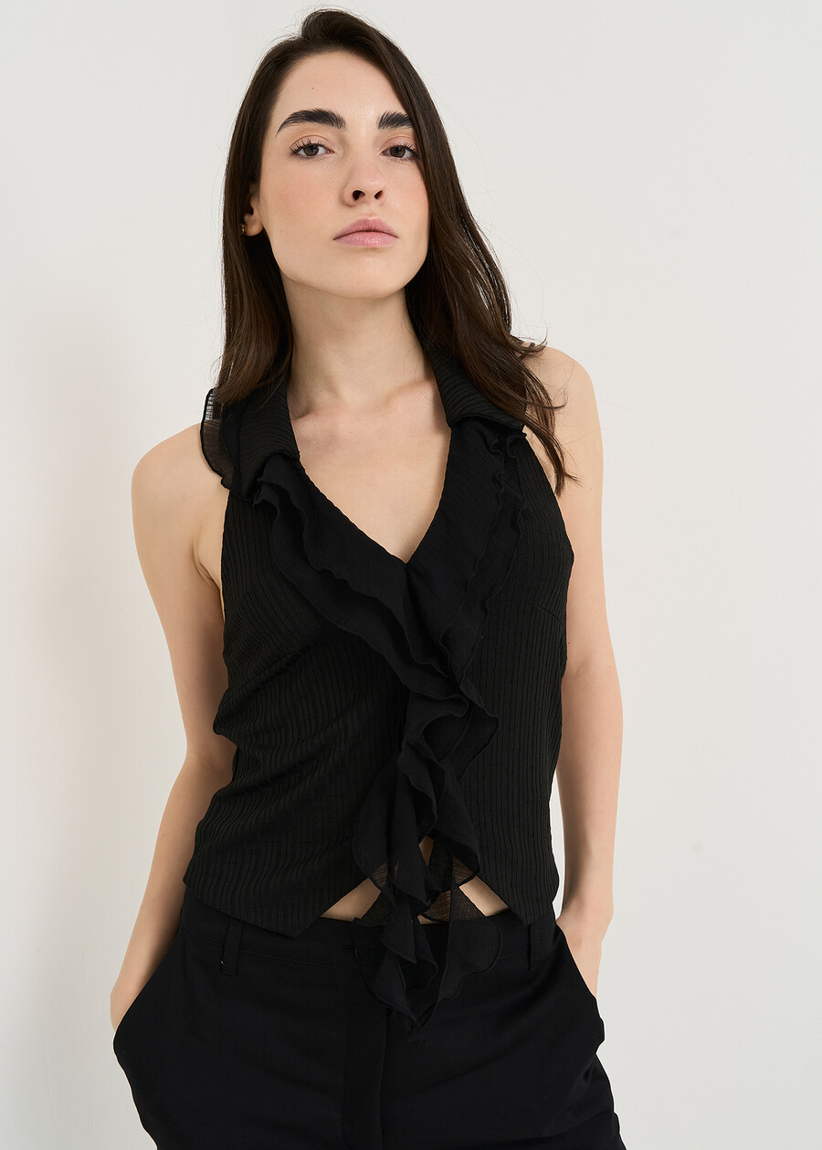 Tind halter neck top NERO BLACK Woman , image number 1