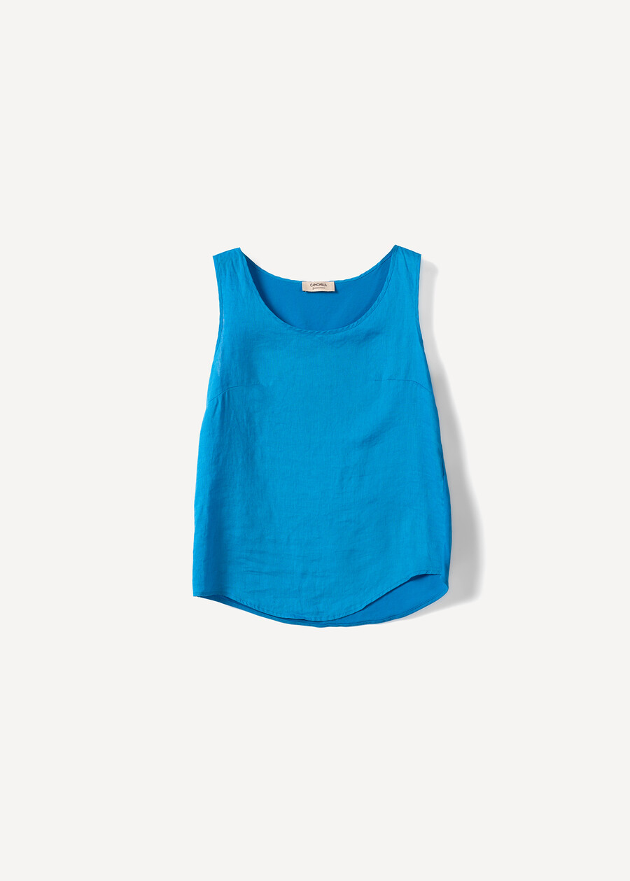 Titan linen and cotton tank top VERDEBLUROSA FUCSIABLU Woman , image number 5