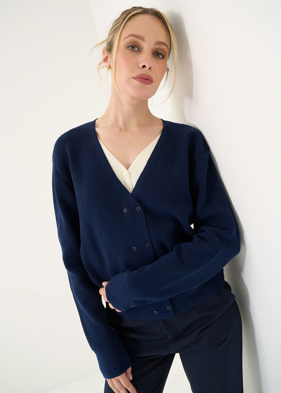 Mirage double-effect knit BLU NAVY Woman , image number 1