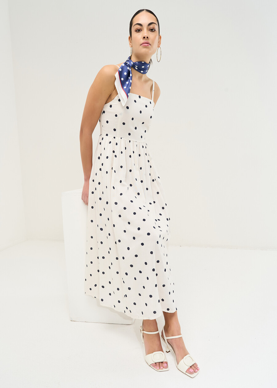 Arthur polka dot dress in linen blend BIANCO WHITE Woman , image number 2