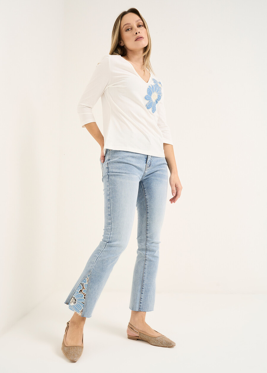 Dilan floral lace jeans DENIM MEDIUM DENIM Woman , image number 1