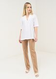 Claid cotton blouse with front pleat MARRONEBIANCO WHITE Woman image number 4