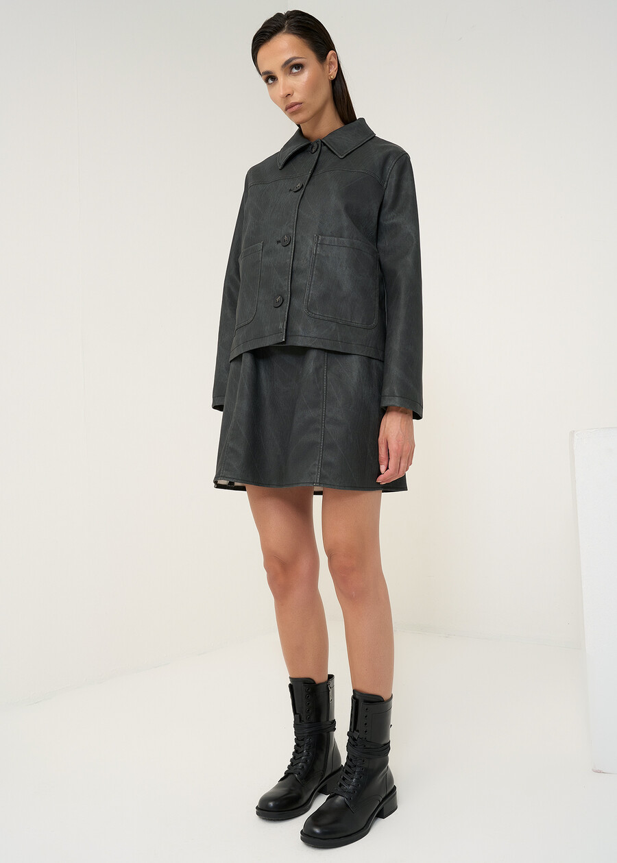 Aky faux leather mini dress GRIGIO GREY Woman , image number 6