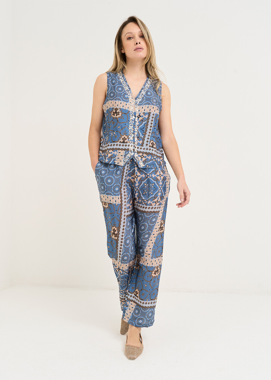 Giuly V-neck embroidered vest BLU AVIONBEIGE Woman , image number 4