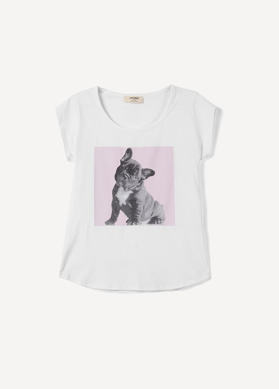 T-Shirt Suri &ldquo;Wear Love&rdquo; in Cotton with Dog Print BIANCO WHITE Woman , image number 4