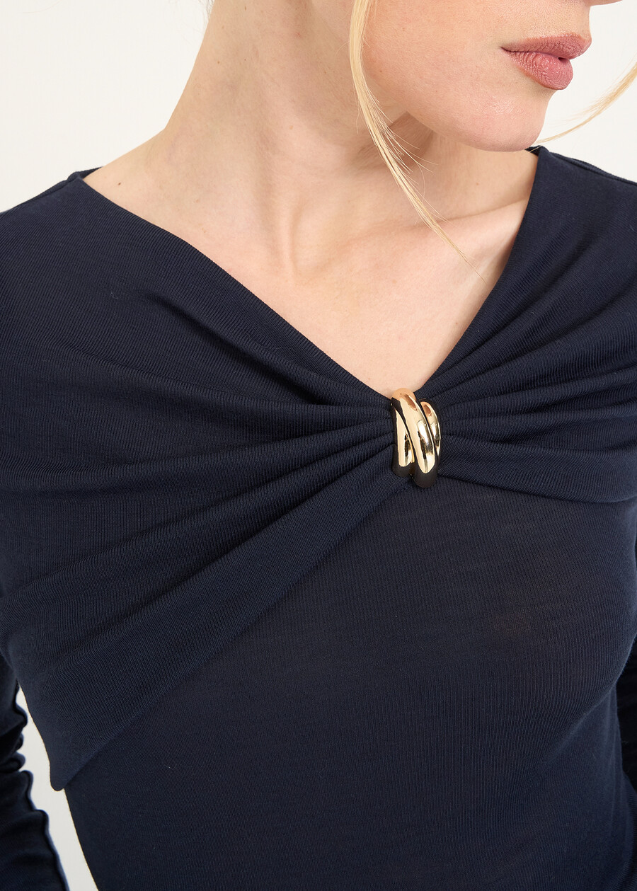 Send asymmetric draped jersey top BLU Woman , image number 2