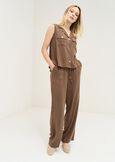 Poly viscose and linen trousers MARRONE Woman image number 1