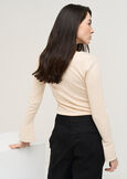 Mum V-neck knit with strass BEIGE Woman image number 4