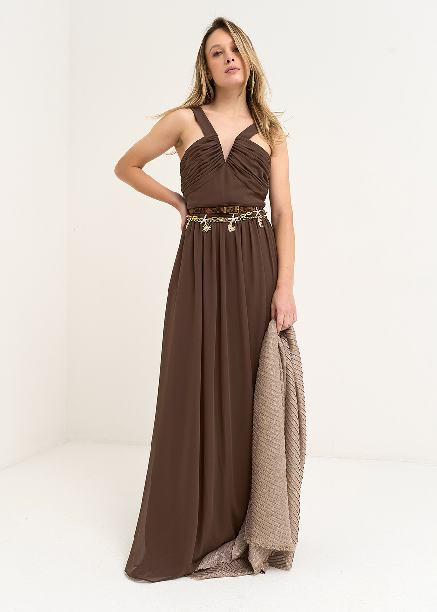 Alexis draped long dress MARRONE Woman , image number 1