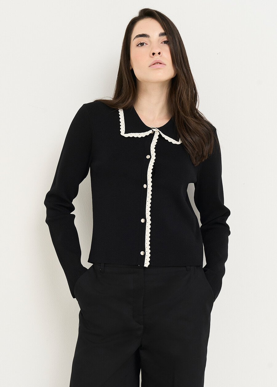 Cody polo neck cardigan NERO BLACK Woman , image number 1