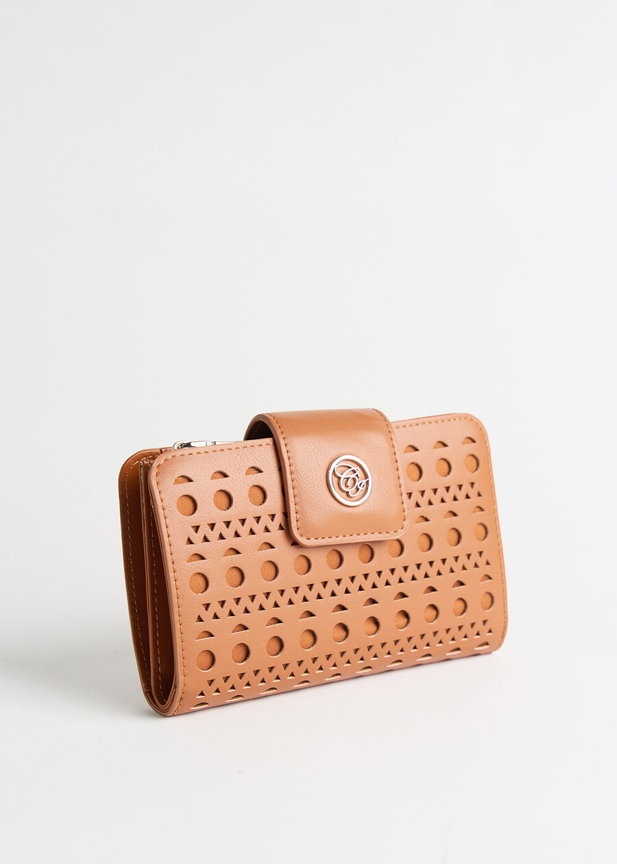 Path-A perforated faux leather wallet MARRONE Woman , image number 1