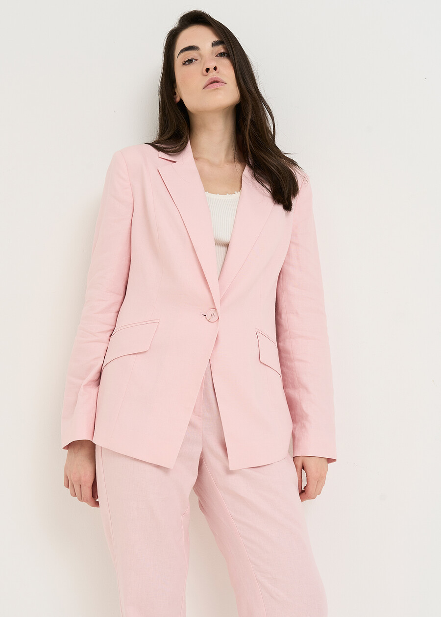 Gennifer linen blend jacket BLUROSABIANCO WHITEROSA FUCSIA Woman , image number 1