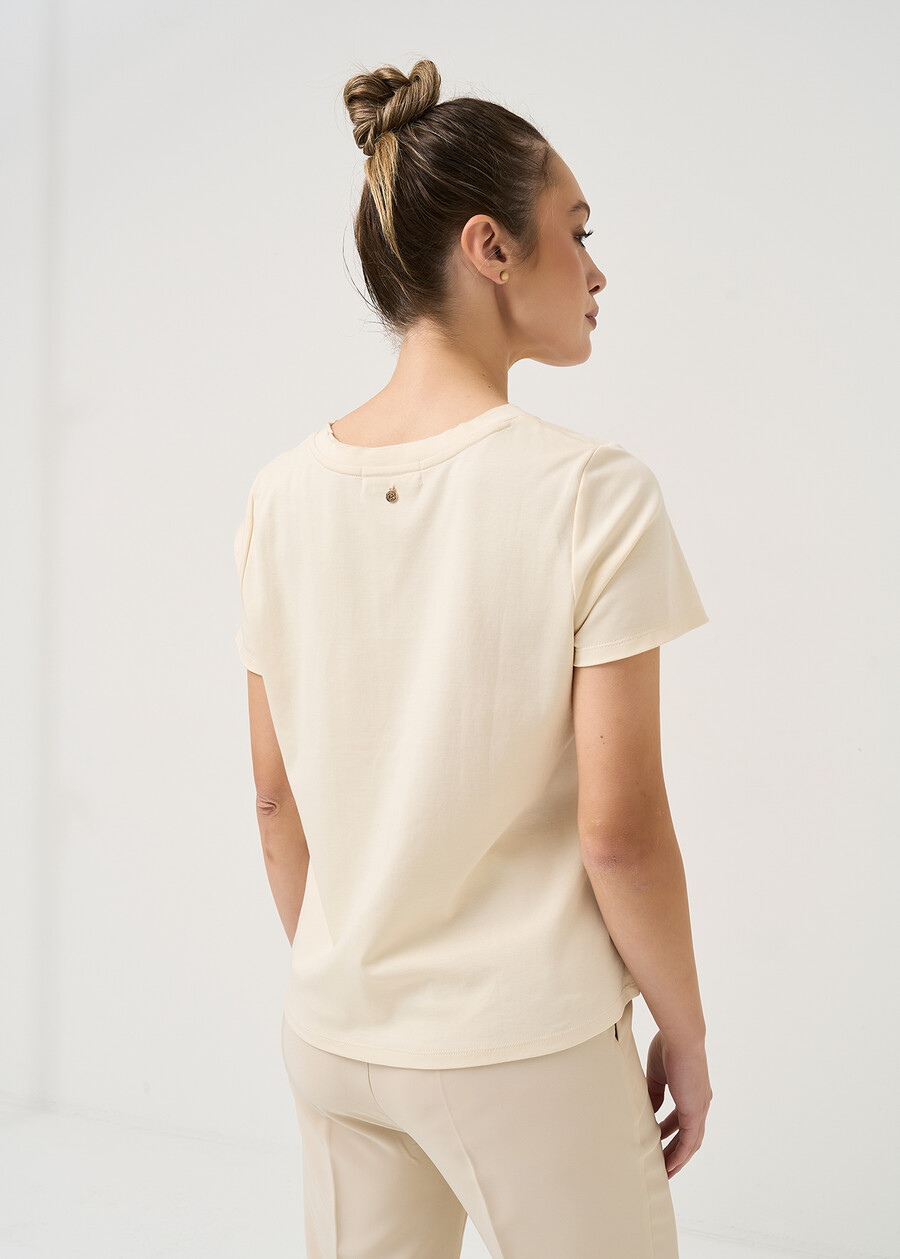Sallie T-shirt with lurex pocket BEIGE Woman , image number 3