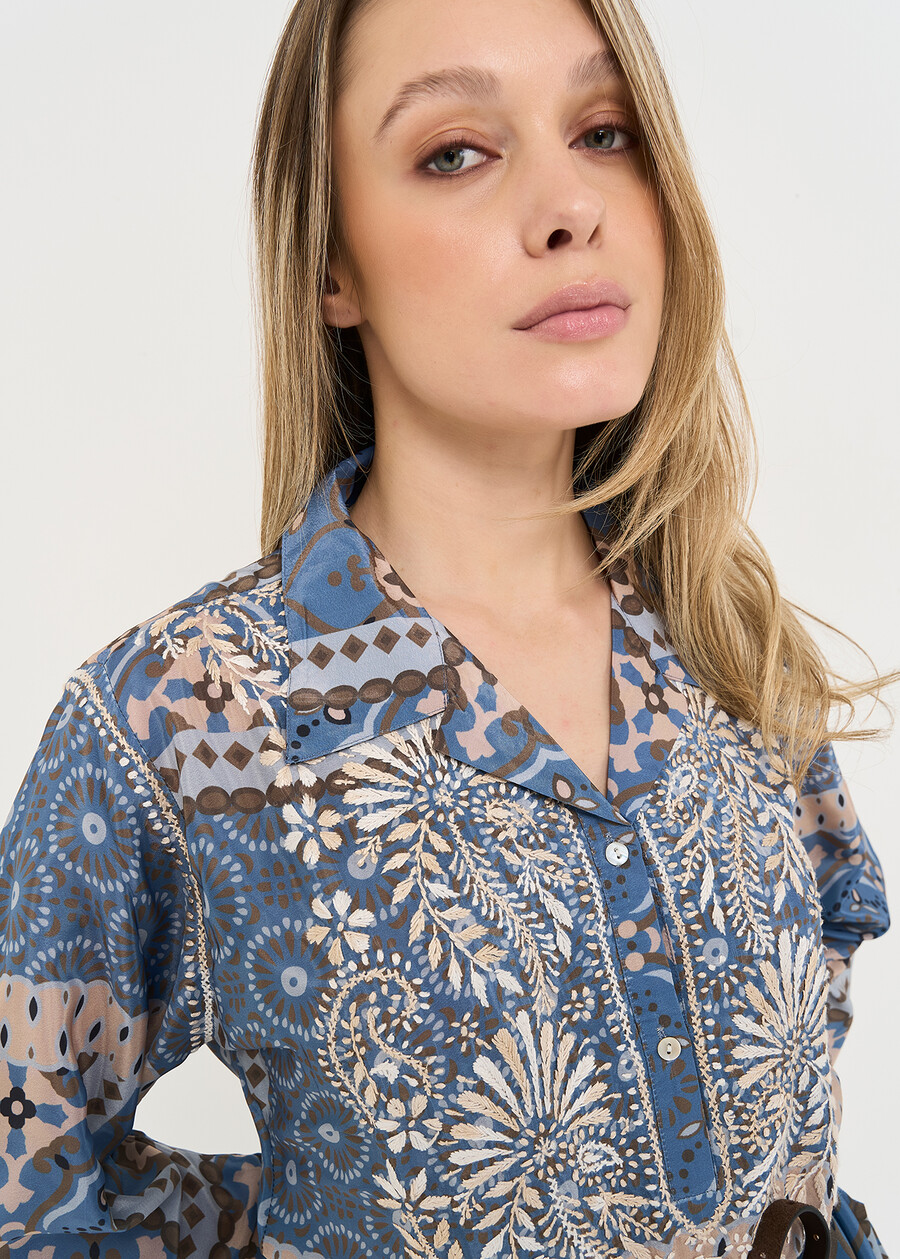 Bly printed embroidered blouse BLU AVIONBEIGE Woman , image number 2