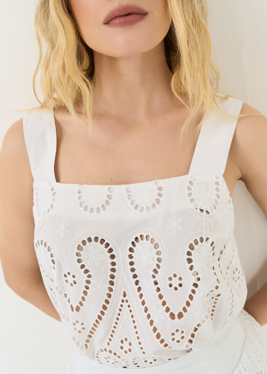 Tairon openwork top BIANCO WHITE Woman , image number 2
