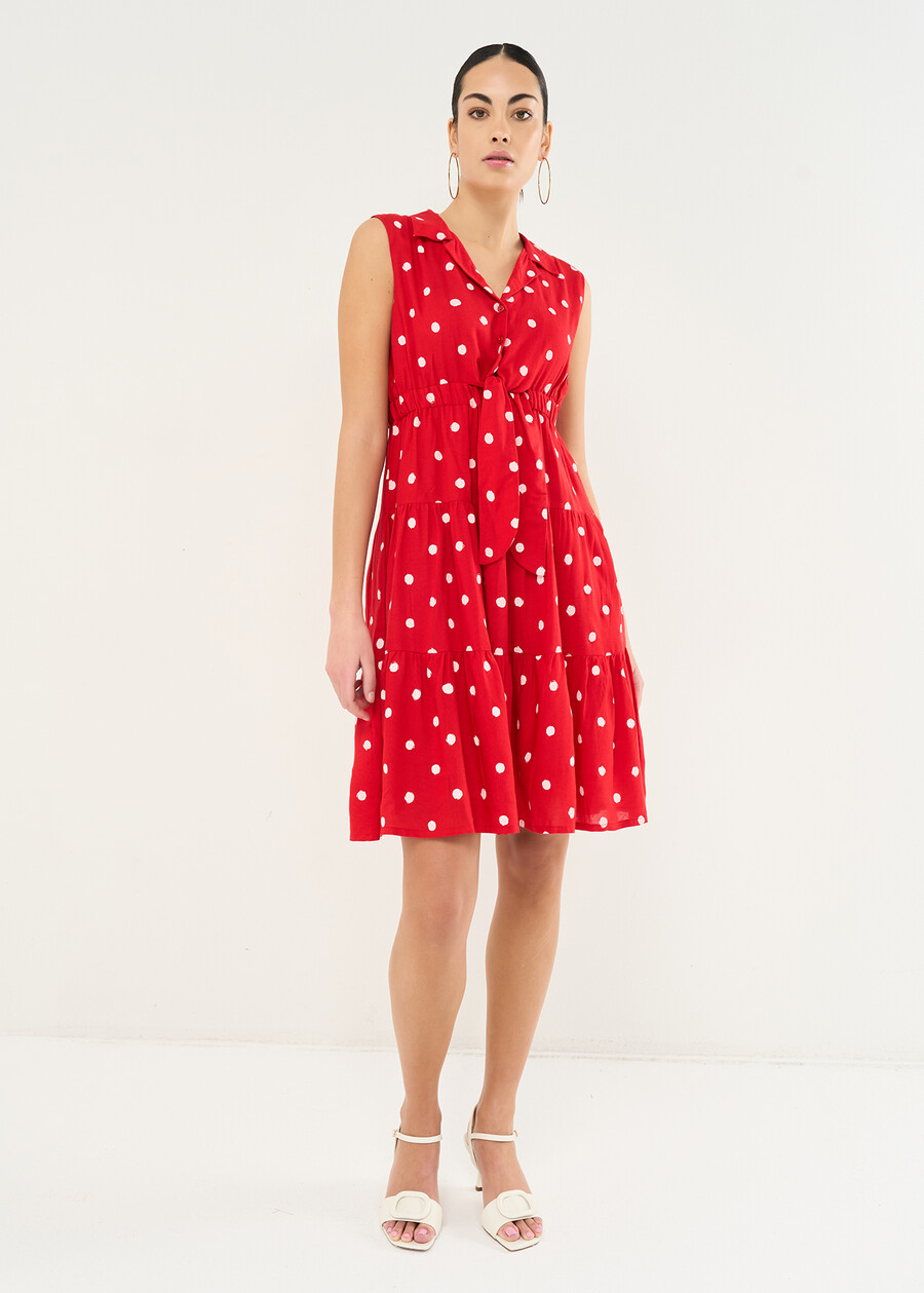 Amior short polka dot dress ROSSO Woman , image number 1