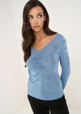 Suamy draped glossy long-sleeve top AZZURO AZZURRO Woman image number 1