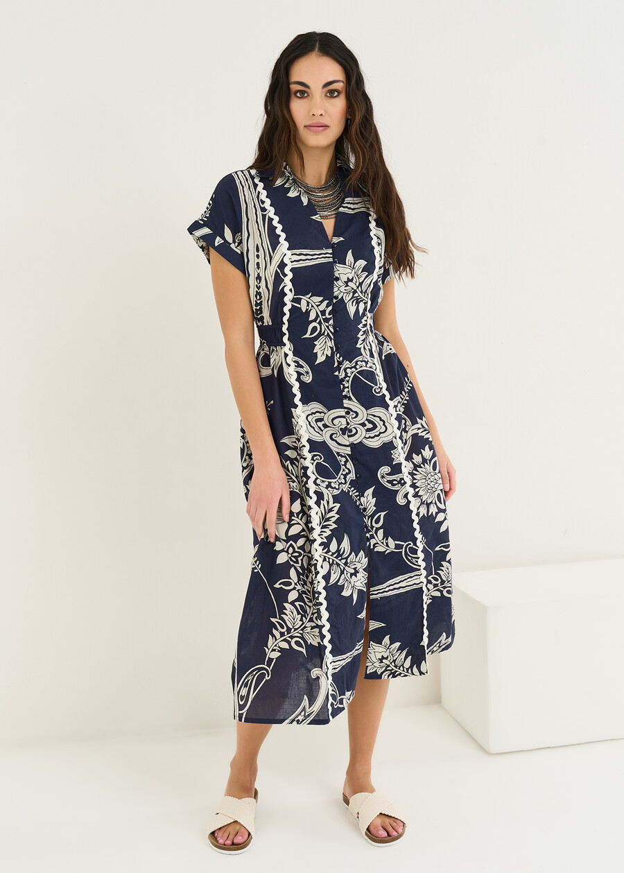 Agadir midi dress in printed cotton BLU Woman , image number 1