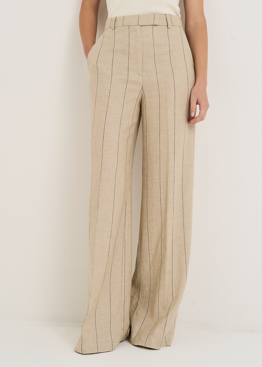 Paky linen blend trousers MARRONEMABKSBLU Woman , image number 3