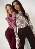 Simply printed high-neck t-shirt ROSSO BORDEAUX Woman image number 5
