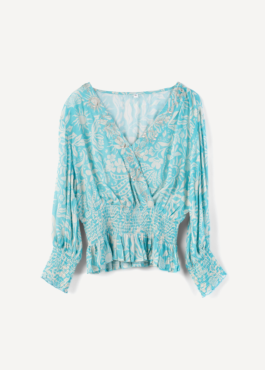 Biky viscose embroidered blouse AZZURO AZZURRO Woman , image number 6