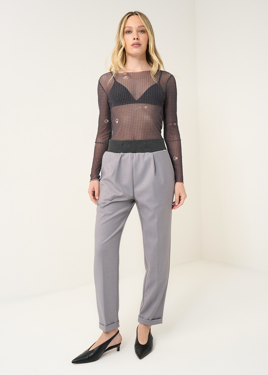 Silvia printed mesh t-shirt NERO BLACK Woman , image number 5