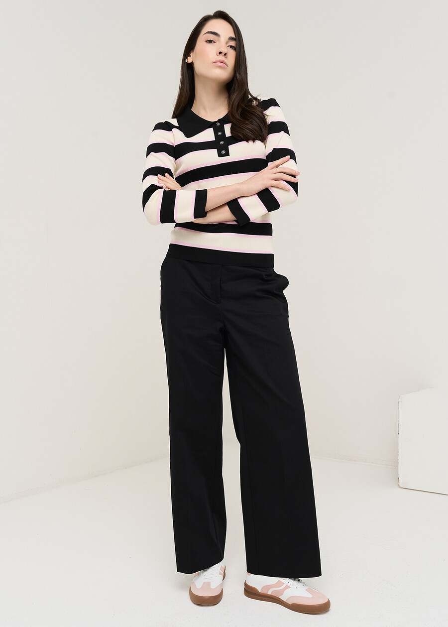 Maly striped knit polo NERO BLACK Woman , image number 4